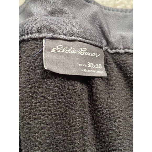 Eddie Bauer Pants Men 38x30 Navy Blue Fleece Lined Tech Pockets Nylon Stretch - Picture 2 of 5